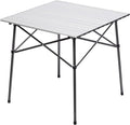 Portal Lightweight Aluminum Folding Square Table Roll Up Top 4 People Compact Table with Carry Bag for Camping Picnic Backyards BBQ Silver
