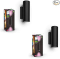 Philips Hue Appear Outdoor Smart Wall Light Black - White and Color Ambiance LED Color-Changing Light - 2 Pack - Requires Hue Bridge - Control with Hue App and Voice - Weatherproof