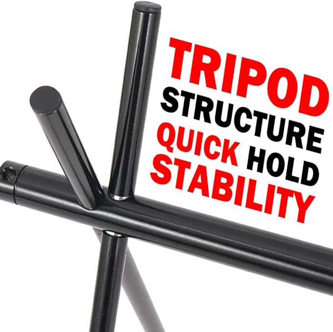 Foldable Tripod Camping Hanging Rack - 4 Hooks Outdoor Cookware Storage Portable Outdoor Camping Folding Rack