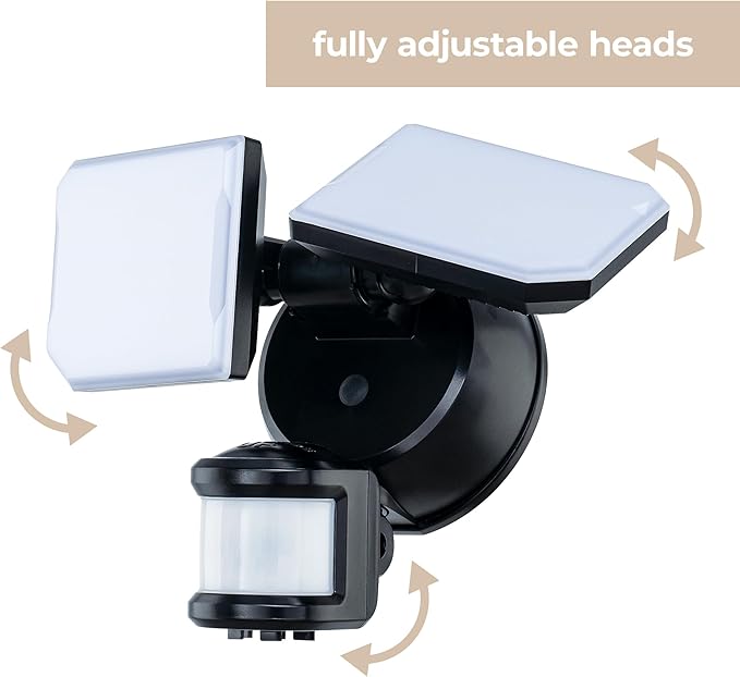 Guardian Flood and Security Wall Light with 2 Lights 2250 Lumens 20 Watts and Programmable Motion and Photo Sensor in Black