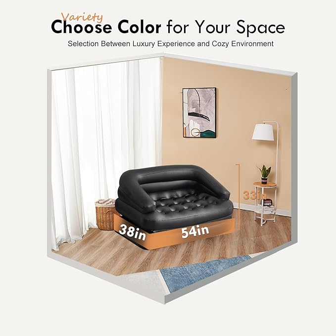DIMAR GARDEN Inflatable Couch Blow Up MattressOutdoor Air Sofa Bed for Camping Full Size
