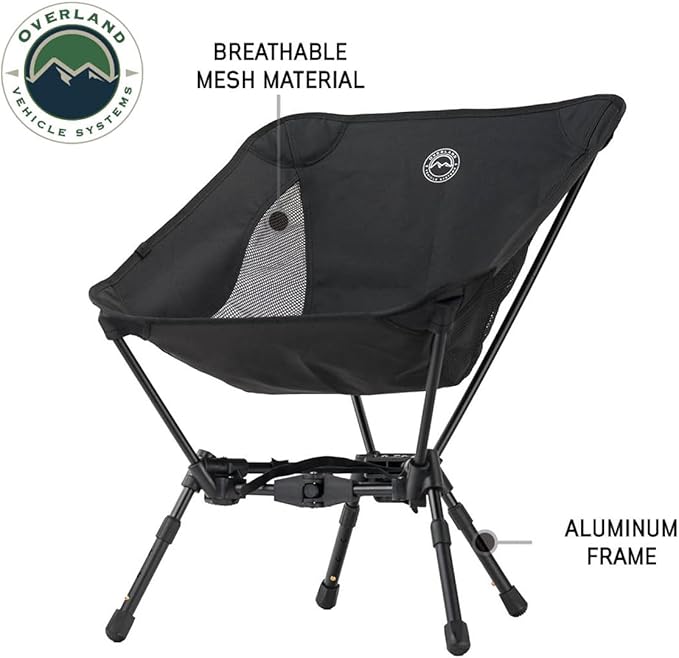 Overland Vehicle Systems Compact Camping Chair – Lightweight Folding Camp Chair with Collapsible Aluminum Frame
