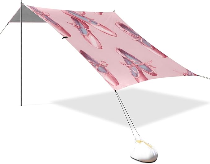 Ballet Shoes Pattern Camping Sun Shelter Beach Tent Portable Beach Sun Shade Outdoor Canopy for Camping Trips Fishing Picnic