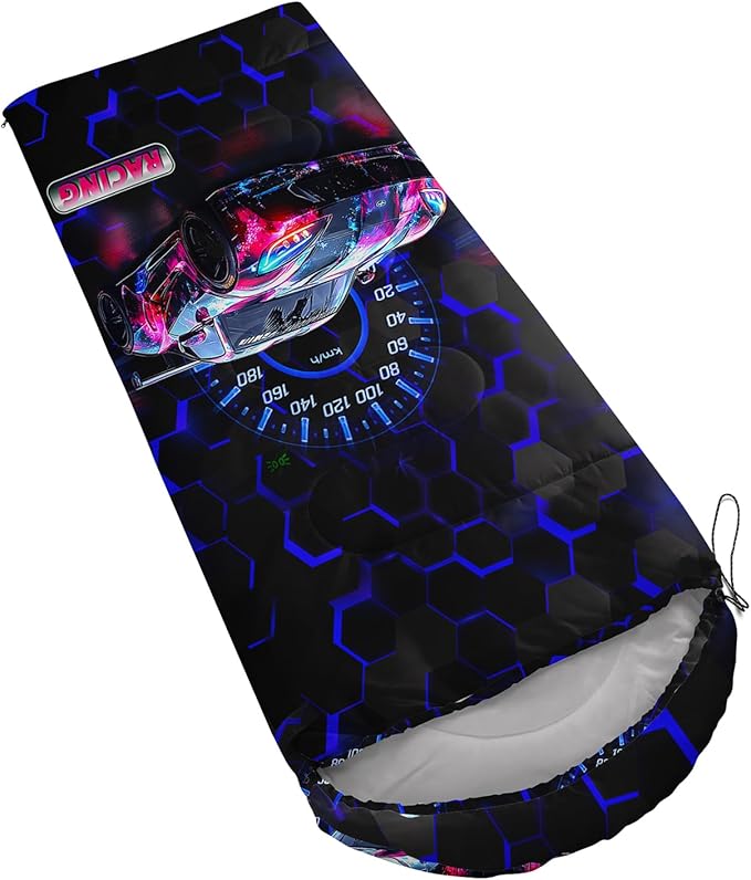 AILONEN Cartoon Car Sleeping BagsLightweight &amp Waterproof3 Season Warm &amp Cool WeatherCute Stars Printed Vehicles Transportation Sleeping Bags for BoysKidsAdults TravellingOutdoors