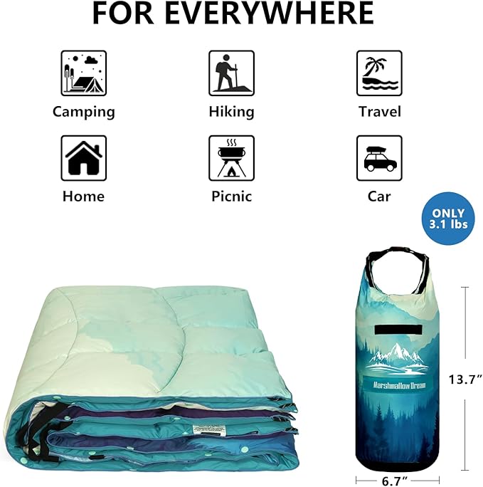 Camping Blanket Puffy Blankets Lightweight Windproof Resistant for OutdoorsHiking BackpackingCarPicnicStadium