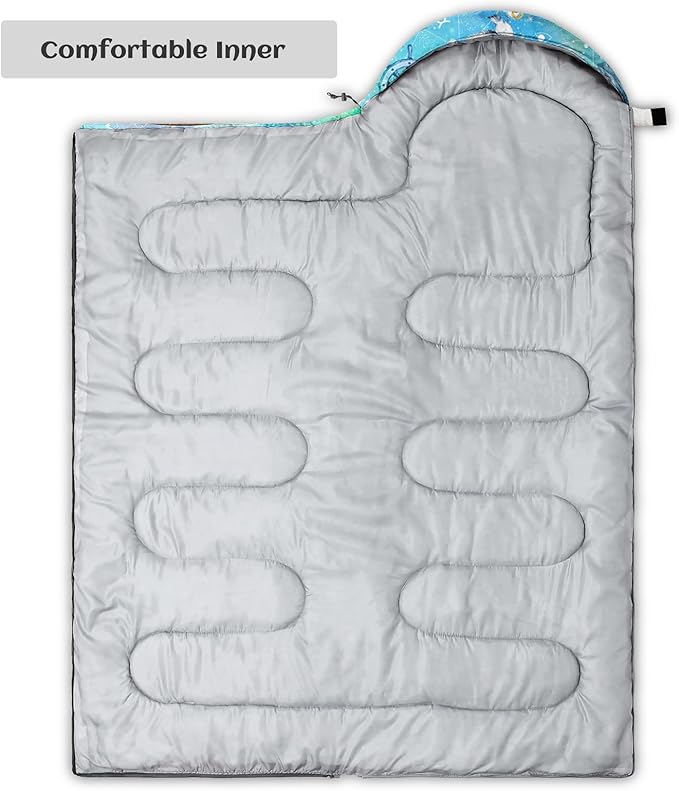 Sleeping Bags for Adults Youth Kids3D Printing Camping Sleeping Bag for Girls Boys Lightweight Waterproof Cold/Warm Weather Sleeping Bag for 3 Seasons