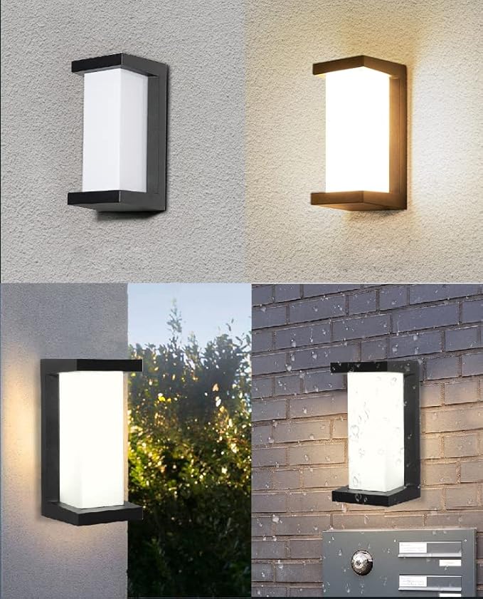 Modern Outdoor Wall Lights18W LED Sconce Light Fixtures Wall Mounted LampsAluminum Matte Black House LightIP65 Waterproof for Courtyard Garage Terrace Porch Stairs (Black 2pack 6000K)