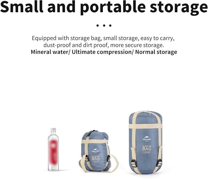 Naturehike Lightweight Compact Sleeping Bag 59℉/32℉ Envelope Ultralight Backpacking Sleeping Bag Portable Waterproof with Compression Sack for Cold&ampWarm Camping Traveling Hiking