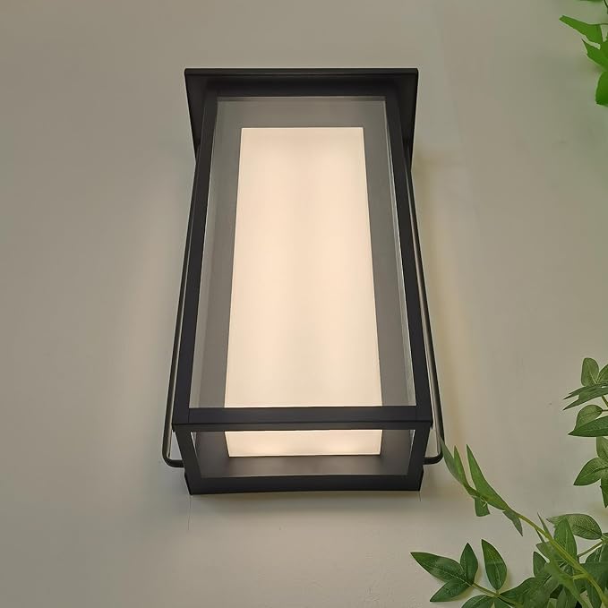 24 Ht Modern Oversized Outdoor Super Bright Wall Sconce with Built-in 2x20W LED Covered by Milky White Acrylic and Clear Glass Suitable for Big House Extra High Walls and Gates.