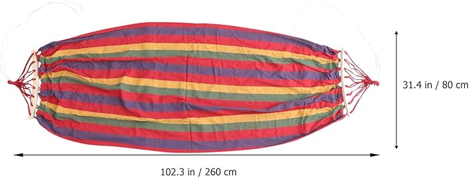 Garneck Single Person Rainbow Striped Canvas Hammock for Outdoor Leisure Widened Travel Swing Easy Setup for Adults and Boys and Girls Sturdy and Comfortable Design