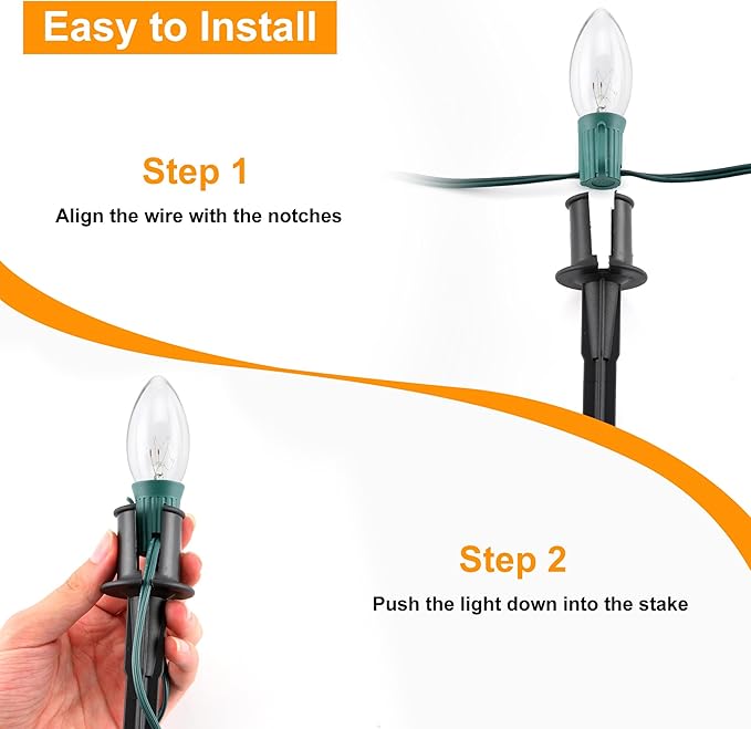 Upgraded 50 Pack 6 Inch Christmas Light Stakes - for C7 C9 Pathway String Lights Outdoor Easy Install Durable Plastic Lights Stakes Use on Yard Garden Lawn Patio Path Walkway Decorations (50 Black)