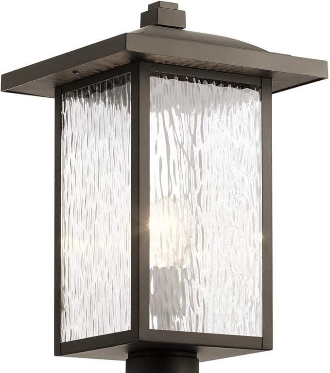 Kichler Capanna 18.25 inch 1 Light Post Light with Clear Water Glass in Textured Black