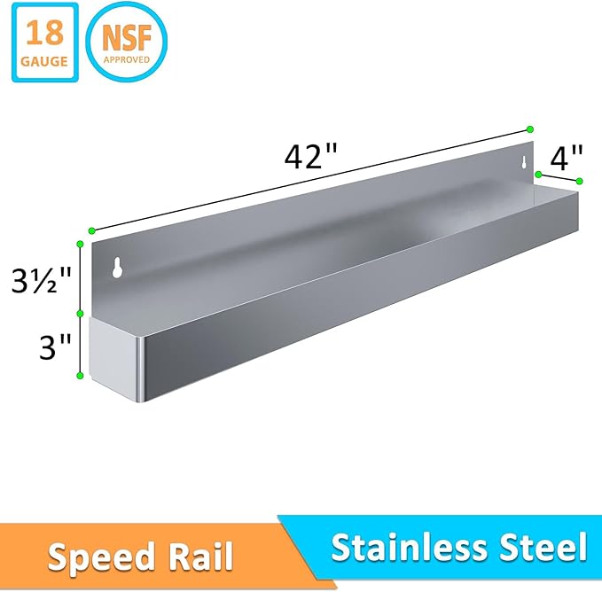 42 Single Bottle Rack for Bars Restaurants &amp Foodservice | Underbar Organizer for Liquor &amp Syrup Bottles Speed Rails Made up of Stainless Steel (42 Single Rail)