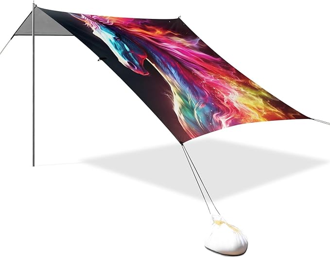 Flame HorseCamping Sun Shelters 9.2 x 10.5 FT Beach Canopy Tent Sun Shade with Carrying Bag for Camping Trips Fishing Backyard Fun or Picnics 21341071