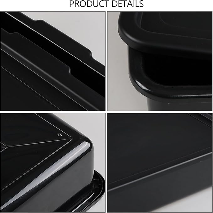 3 Packs 13 Liter Plastic Restaurant Commercial Bus Tub Boxes with Lids Black Wash Bins Dish Pan