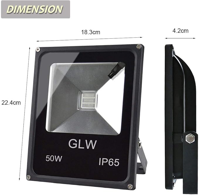 RGB LED Flood Lights50W Outdoor Super Bright SpotlightHigh Power 16 Colors Remote Control Floodlight4 Modes with US 3-PlugIP65 Waterproof Spotlight for StageYard