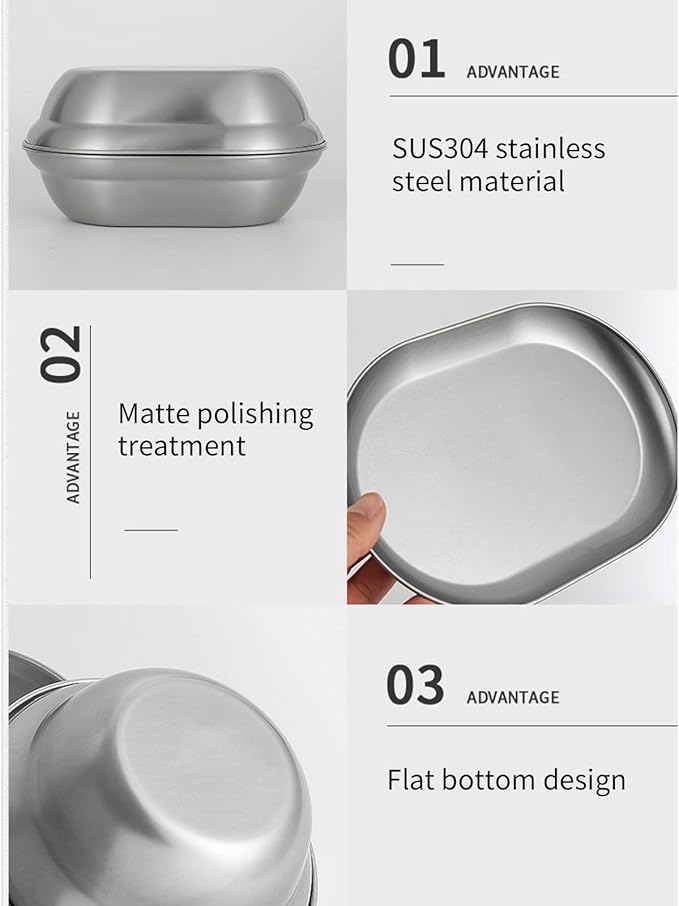 TablewareSet of 6/8/10 Outdoor Camping Dish Set Dinner Plate Stainlesss Steel Food Plates Practical Picnics Dishes