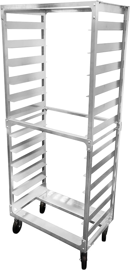 Side Load Aluminum Speed Rack Commercial Standard Heavy Duty Aluminum Bun Racks for Food Service Bakery Restaurant NSF Listed Industrial Baking Pan Rack (12 Tier 5 Inch Spacing)