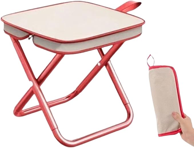 Mountaineering and Hiking Portable StoolCamping Stool Portable Folding Stool with Carry Bag Portable Folding Chair Lightweight Outdoor Footstool for Travel Hiking Fishing(Red)