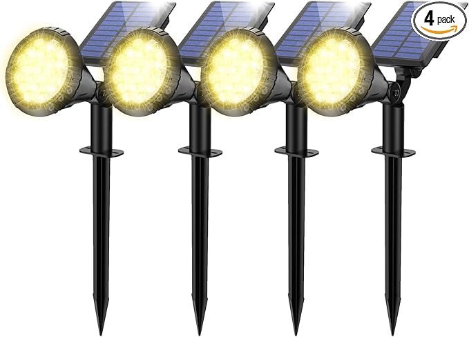 Solar Spot Lights for Outside 21 LED Outdoor Solar Lights for Yard 4 Pack Solar Spotlights Waterproof Auto On/Off for Landscape Wall Garden Pool Tree Pathway and Driveway(Warm White)