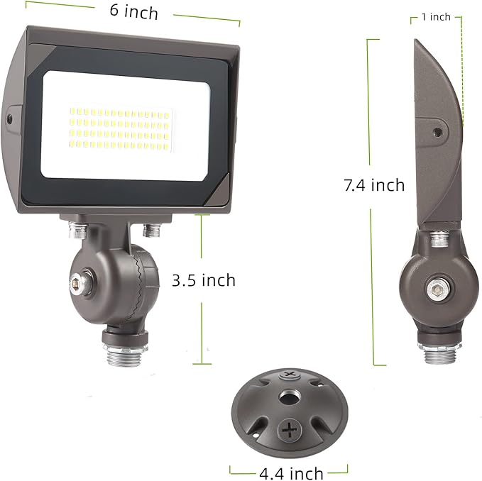 30W Outdoor LED Flood Light With 1/2 Knuckle Mount (Plate Included) 5000K Daylight 3600LM 120V UL Waterproof LED Security FLood Lighting for Wall Wash /Sign/Flagpole/Tree/Yards/Advertising Boards