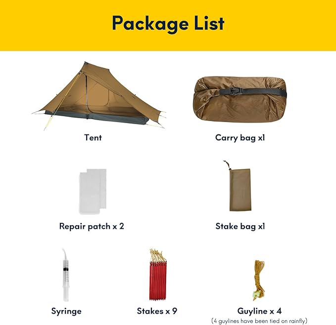 LANSHAN Ultralight Tent 3-Season Backpacking Tent for 1-Person or 2-Person Camping Trekking Kayaking Climbing Hiking