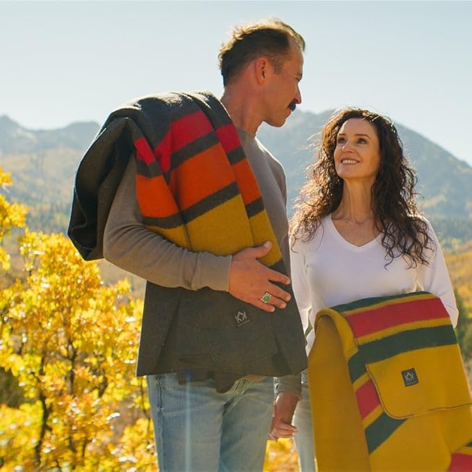 Arcturus Rainier Wool Blanket - Warm Heavy Washable Bed Blanket | Great for Home &amp Camping (Sunset Peak King)