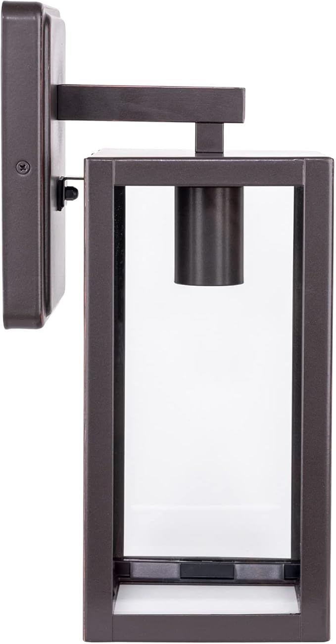 LIT-PaTH Outdoor Wall Lantern Wall Sconce as Porch Lighting Fixture E26 Medium Base Max 60W Anti-Rust Metal with Glass Shade Oil Rubbed Bronze Finish 2-Pack