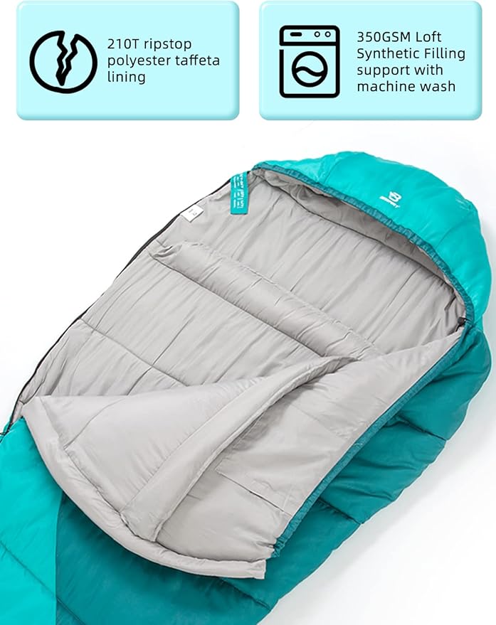 Bessport Mummy Sleeping Bag | 15-45 ℉ Extreme 3-4 Season Sleeping Bag for Adults Cold Weather– Warm and Washable for Hiking Traveling &amp Outdoor Activities