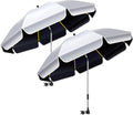 2Pack 48.8 inch Large Beach Umbrella with Clamp Sun Shade for Beach Chair 360°Adjustable UV Protection Golf Umbrella with Clip for Outdoor Stroller Wheelchair Camping Chair