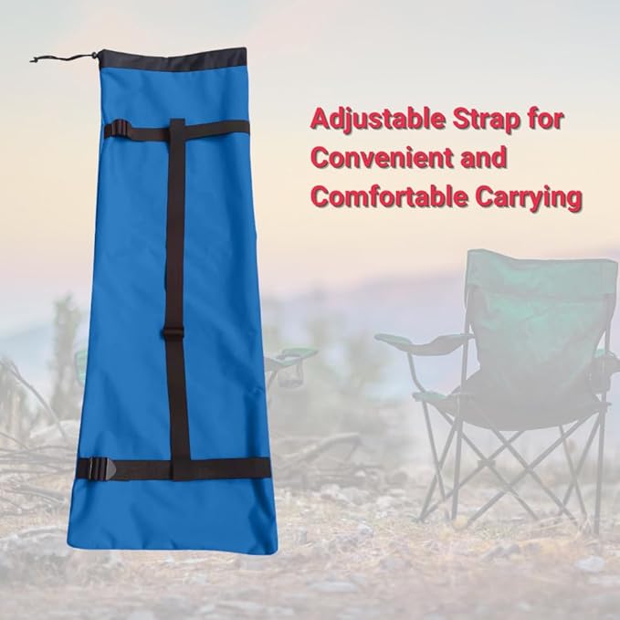 Heavy Duty Camping Chair Replacement Bag with Side Pocket Camp Cover Bags for Carrying Folding Chairs - 48 X 11 Inches Durable 600D Oxford Fabric Extra Wide Mouth Adjustable Strap for Carry (Blue)
