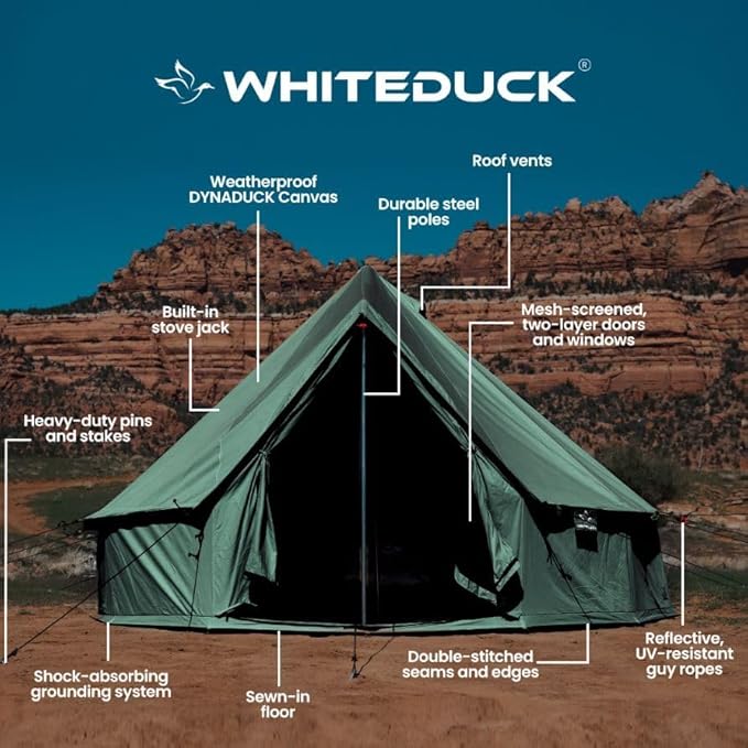 WHITEDUCK Regatta Canvas Bell Tent - w/StoveJack Waterproof 4 Season Luxury Camping and Glamping Yurt Tent Outdoor