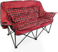 Black Sierra Double Camping Chair for Adults Oversized Folding Loveseat Supports 600 lbs Plush Padded Outdoor Couch with Cup Holders and Carry Bag for Beach Patio RV or Tailgating Events