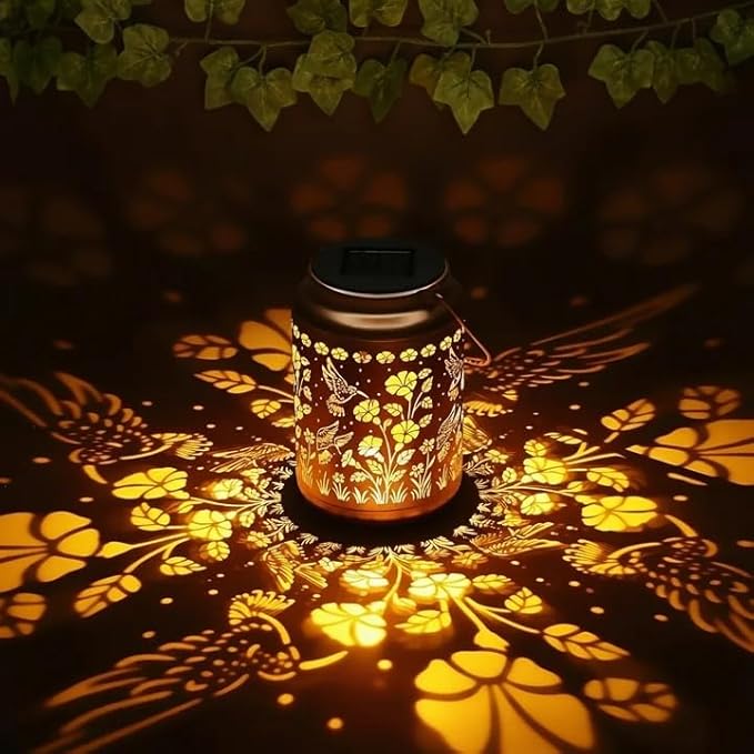 Lyeasw Garden Decor Hummingbird Solar Lanterns 7 Inches Waterproof Hanging Lights for Outside Metal Outdoor Decorations for Patio Yard Pathway Birthday Gifts for Women(Bronze)