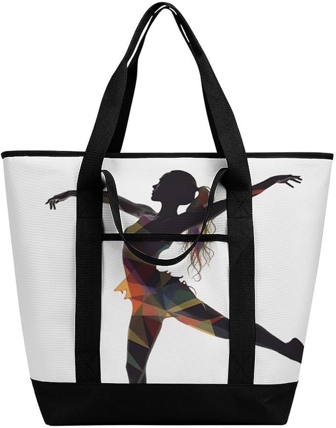 Insulated Shopping BagLarge Reusable Cooler Bags A Dancer Printed Foldable Shopping BagTravel Waterproof Shoulder Bag