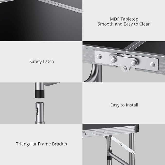 EYPINS Folding Camping Table Portable - Aluminum 22.8'' Lx15.7'' W3 Height Adjustable Small Camping Table LightweightWaterproof Outdoor Folding Table with Carry Handle for Picnic CookingBBQBeach