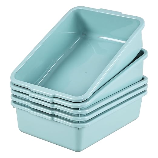 Kiddream 5 Pack 8 Liter Bus Tub Plastic Wash Tubs Mint Green