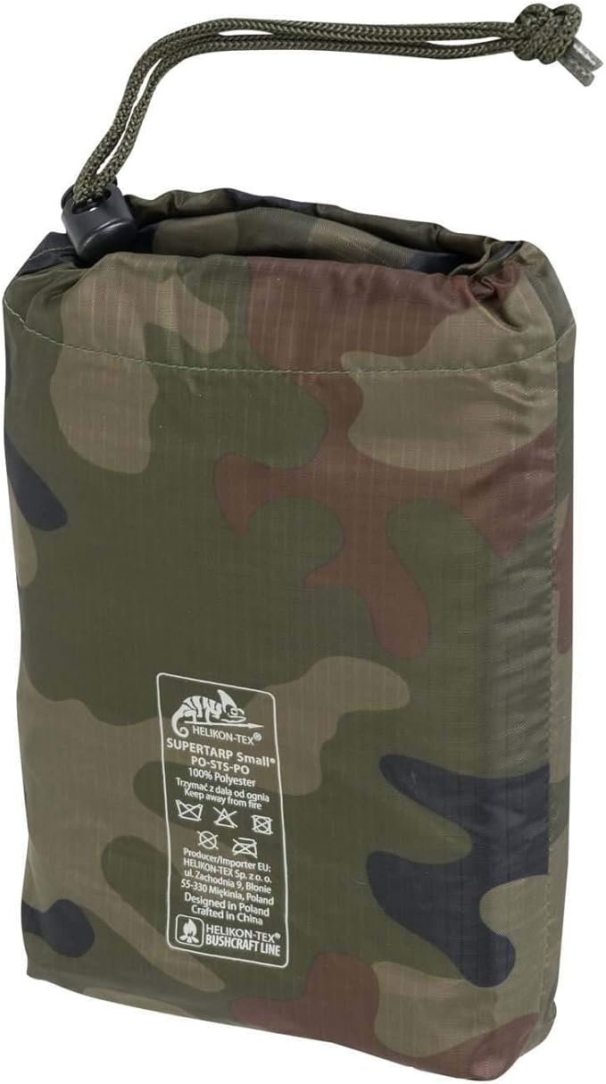 Helikon-Tex SuperTarp Small - Polyester Ripstop Tarp - Tarp - PL Woodland - Outdoor Bushcraft Hunting Survival