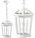 VIANIS White Outdoor Pendant Lights Modern Hanging Outside Lights Lantern Aluminum Porch Lights Outdoor Ceiling Outside Chandelier for Porch with Clear Glass for House Doorway