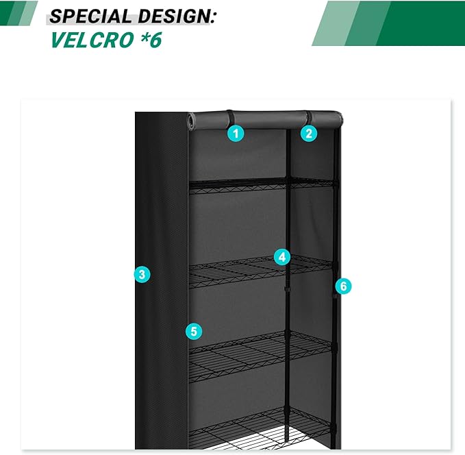 Storage Shelving Unit CoverWaterproof Shelf Cart Cover Protective Outdoor Indoor Storage Rack Dust Cover with Zipper (32.5Lx16.5Wx72H) Black O0-C2NH-ZY28