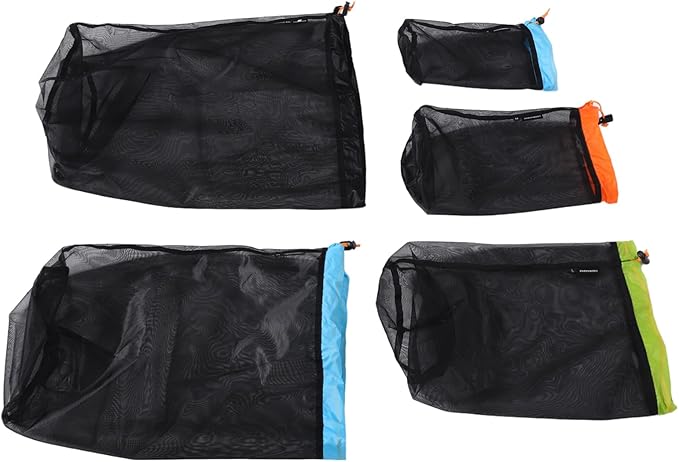 Yardwe 1 Set Reusable Polyester Mesh Storage Sack for Camping and Outdoor Gear Drawstring Bags Durable Space Saving Compression