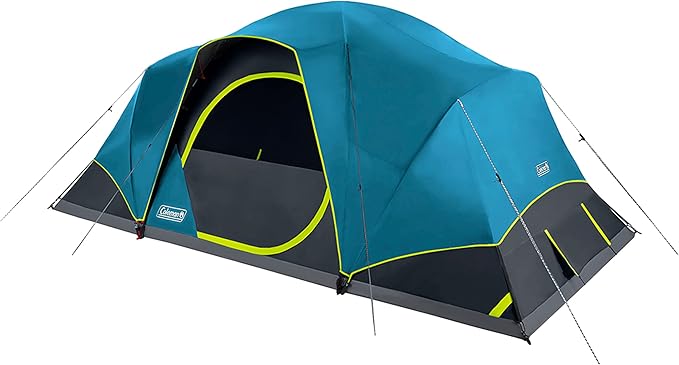 Coleman 4/6/8/10 Person Skydome Dark Room Tent with Rainfly 5 Minute Setup Blocks 90% of Sunlight 20% More Headroom Than Traditional Tents