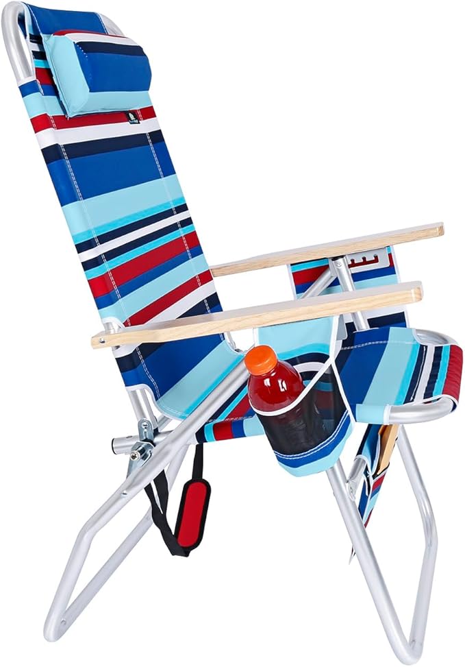 Large Heavy Duty Beach Chair for Big &amp Tall Adults 300 lbs Capacity Aluminum Tubing - 4 Reclining Positions