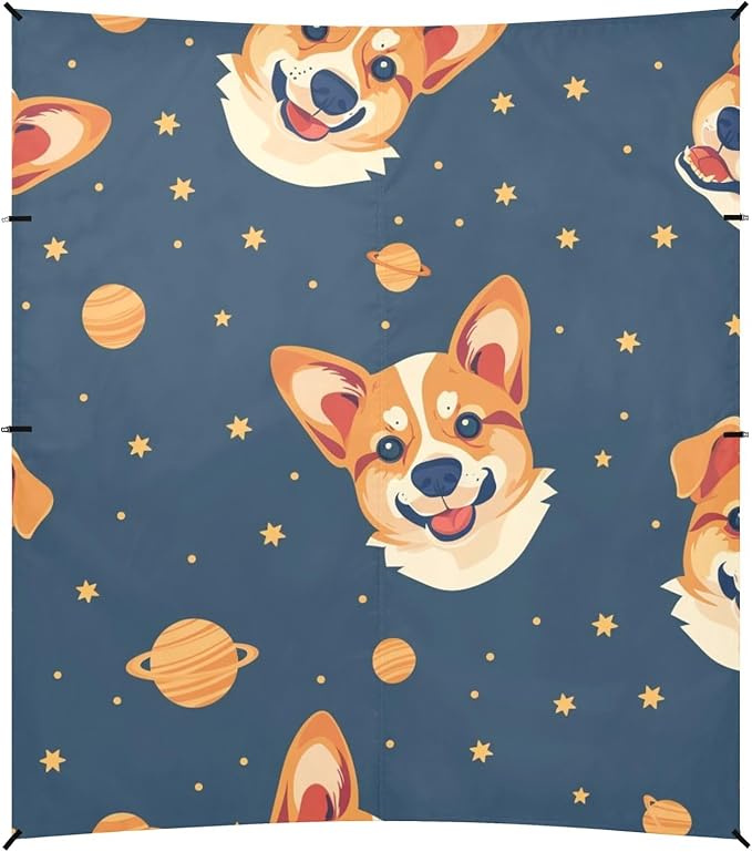 Space Cute Dogs Camping Sun Shelter Beach Tent Portable Beach Sun Shade Outdoor Canopy for Camping Trips Fishing Picnic
