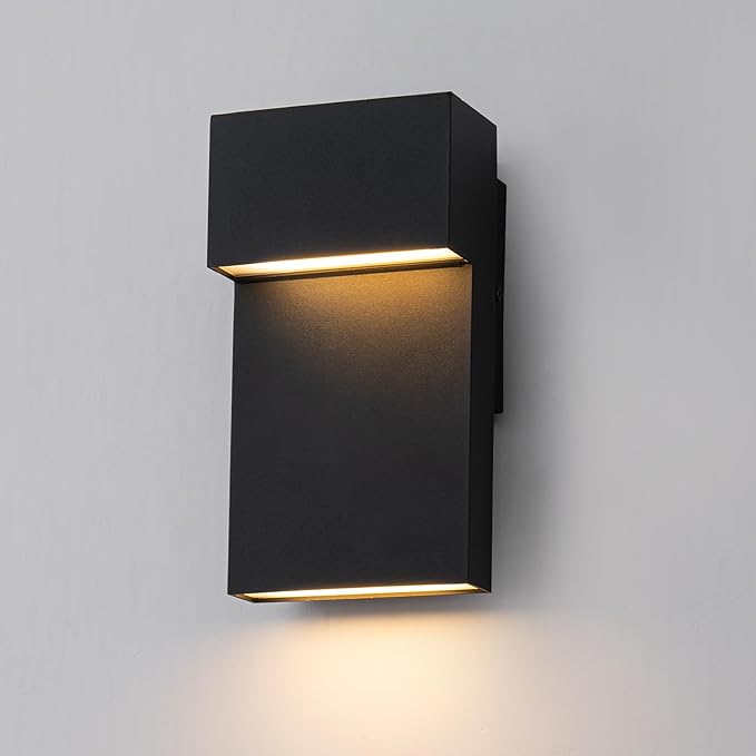 Outdoor Wall Lights Modern LED Exterior Lighting Fixtures 3000K 15W Outdoor Wall Sconce for Porch Matte Black Outside Wall Mount Lights for Front Door House Garage Indoor.