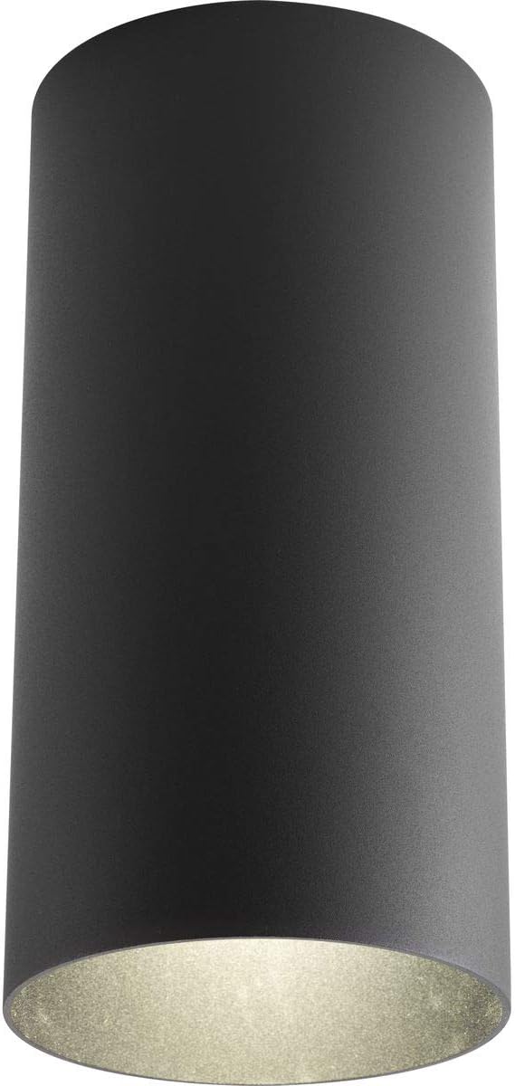 Progress Lighting 6-in Cylinder Outdoor Ceiling Light 1-Light Modern Flush Mount Interior and Exterior Home or Porch Aluminum 6 W x 12. H Black P5741-31
