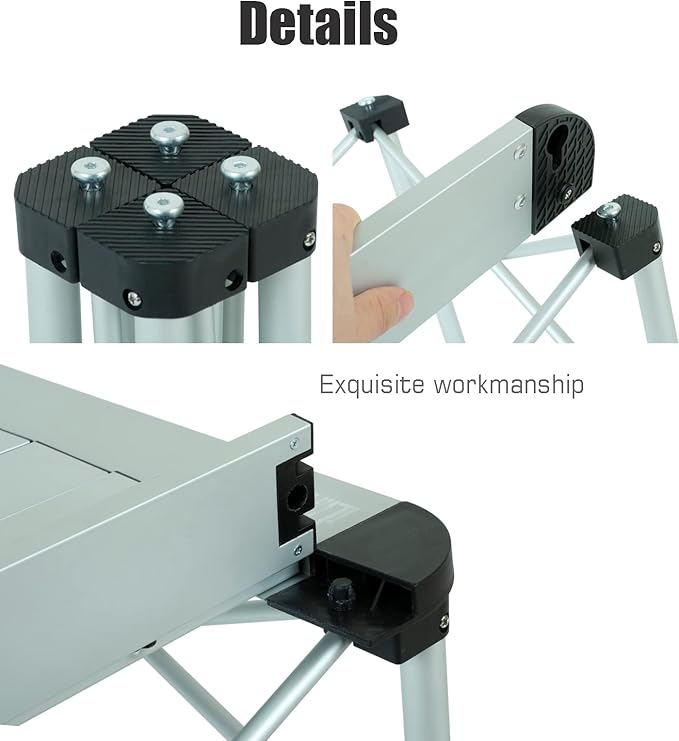 iClimb Lightweight Stable Alu. Folding Square Table Roll Up Top with Carry Bag for Camping Picnic Backyards BBQ Camp Kitchen (Black M)