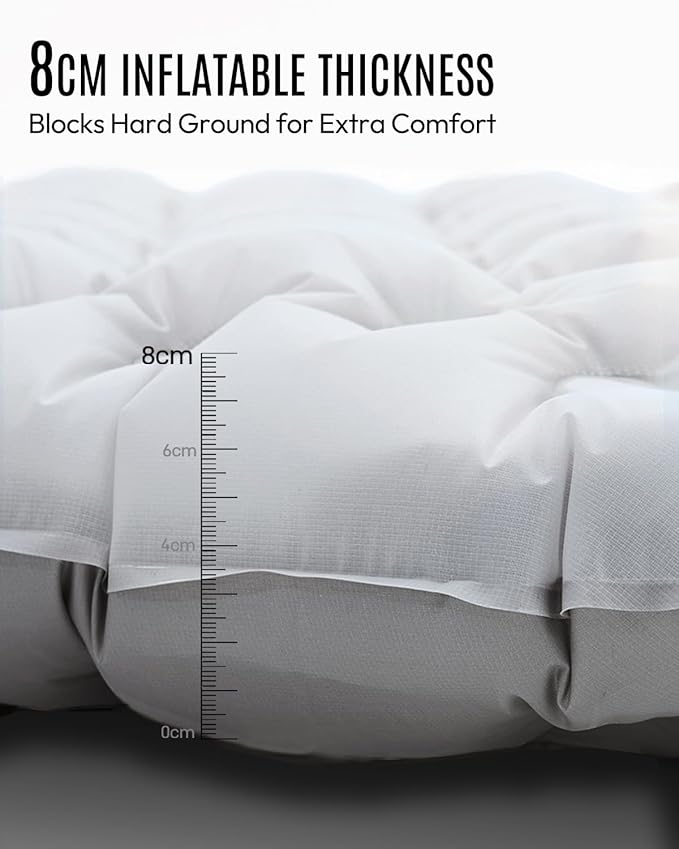 MOBI GARDEN Gennye Pro Rectangular Sleeping Pad for Camping Extra Thick Insulated Air Mat for Side Sleepers R-Value 3.9 Winter Mattress with Noise Reduction &amp Anti-Slip Design Wide &amp Double