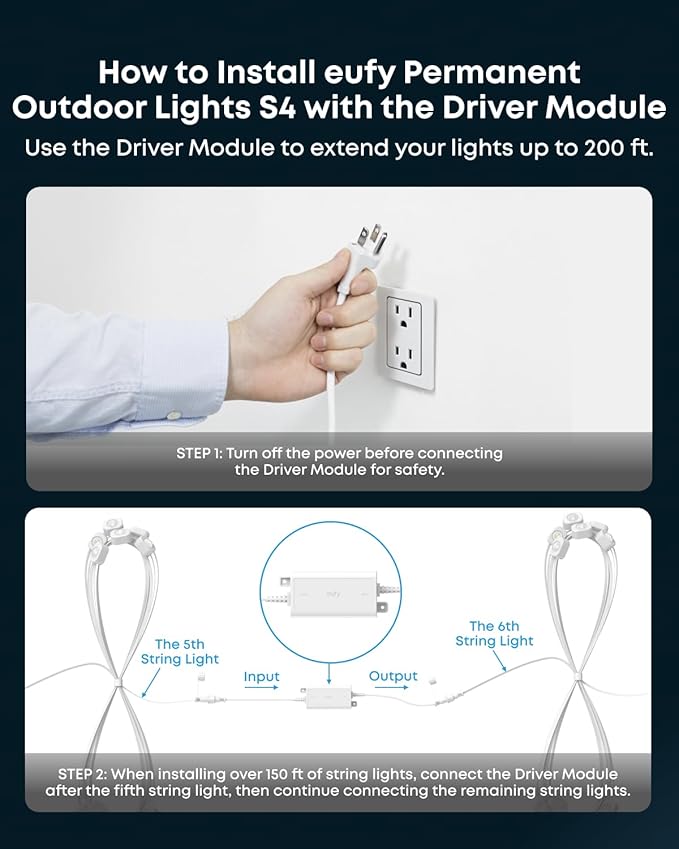eufy Driver Module for 200 ft (60 m) Permanent Outdoor Lights S4 Voltage Transformer Supports Extension Up to 200 ft (60 m) White