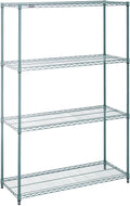 HUBERT Commercial NSF Heavy Duty Green Epoxy 4-Tier Wire Rack for Kitchen Warehouse Garage - 18 x 48 x 72